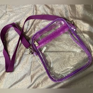 Clear & Purple Crossbody bag for concerts and sporting event arenas